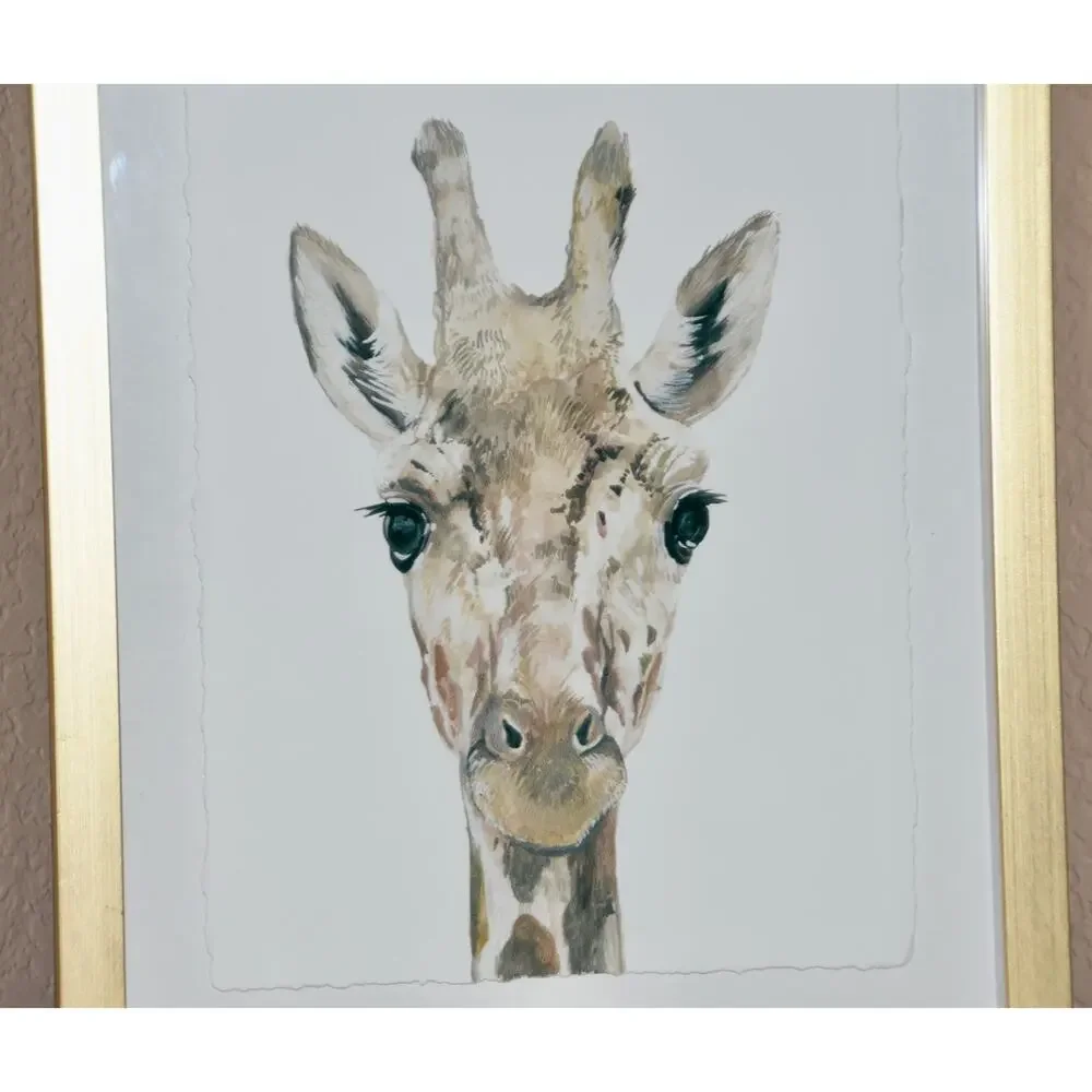 Marmont Hill Cheeky Giraffe Watercolor Floating Framed Wall Art Print